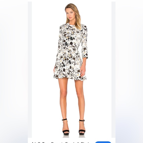 A.L.C. Monochrome Floral Dress with Gold Highlights - Picture 11 of 11